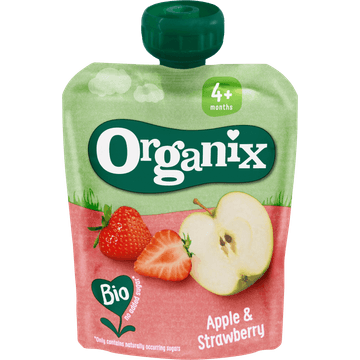 Organix Knijpfruit Appel & Aardbei 4+m 90g