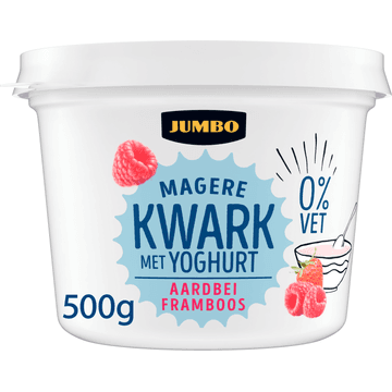 Jumbo Magere Kwark met Yoghurt Aardbei Framboos 0% Vet 500 g