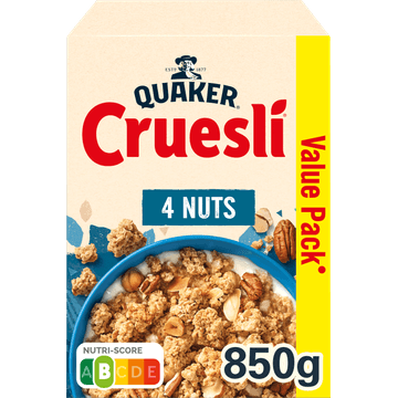 Quaker Cruesli 4 Noten Ontbijtgranen Voordeelverpakking 850 gr