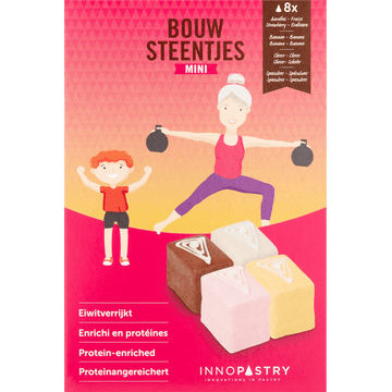 Innopastry Mini Bouw Steentjes Aardbei Banaan Choco Speculoos 8 x 30 g