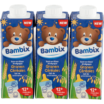 Bambix Kant-en-Klaar Drinkpapje Granen 12+ Maanden 3 x 250 ml