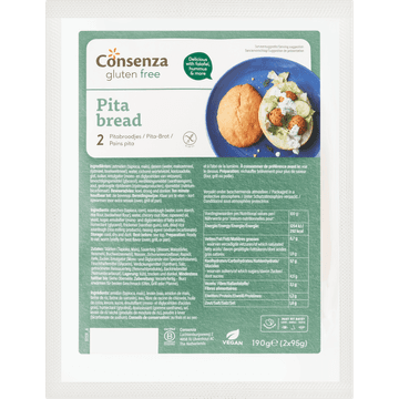 Consenza Glutenvrije pitabroodjes 2stuks 190g