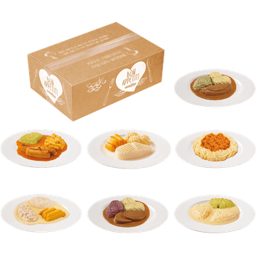 7 verschillende glad gemalen IDDSI 4 maaltijden (menu A)