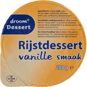 Droom Dessert Rijstdessert Vanille Smaak 200 g