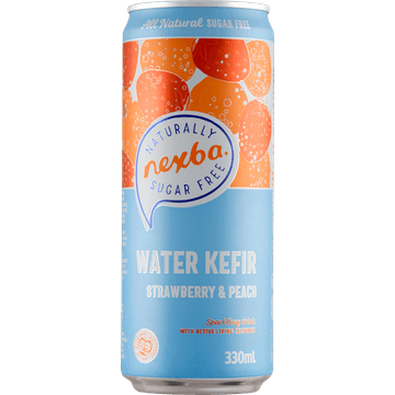 Nexba Water Kefir Aardbei & Perzik - Blik - 330 ML