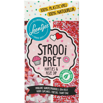 Leentjes Strooi Pret Hartjes & Roze Dip 120 g