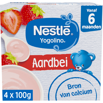 Nestlé Yogolino Aardbei 6+ Maanden Baby Toetje 4 x 100 g
