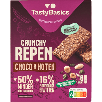 TastyBasics Repen Choco en Noten 6 Stuks