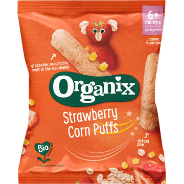 Organix Babysnack Strawberry Corn Puffs 6+M