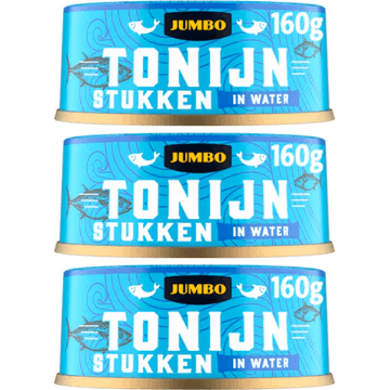Tonijnstukken in water 3x160g