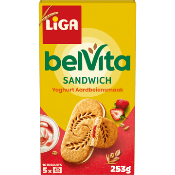 Liga Belvita sandwich yoghurt aardbeiensmaak