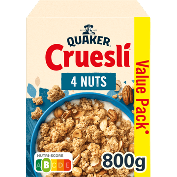 Quaker Cruesli 4 Noten Ontbijtgranen Voordeelverpakking 800 g