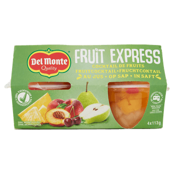 Del Monte Fruit Express Fruitcocktail op Sap 4 x 113 g