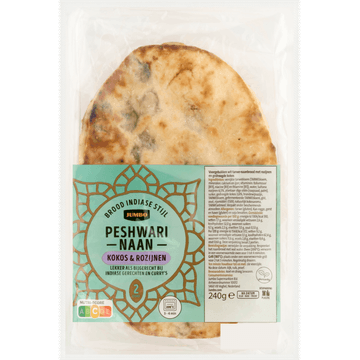 Jumbo Peshwari Naan Kokos & Rozijnen 2 Stuks