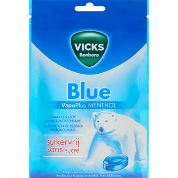Vicks Bonbons Blue VapoPlus Menthol Suikervrij 72 g