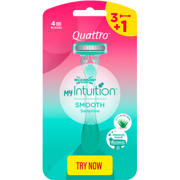 Wilkinson Sword My Intuition Quattro Smooth Sensitive 4 Stuks