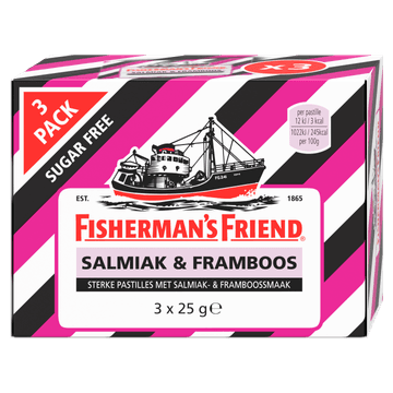 Fisherman's Friend Sterke Pastilles met Salmiak- & Framboossmaak 3 x 25 g