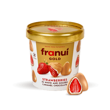 Franui Gold Aardbeien in Witte Chocolade met karamel Vriesvers 150 g