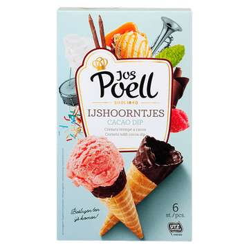 Jos Poell IJshoorntjes Cacao Dip 6 Stuks 126 g