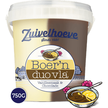 Zuivelhoeve Boer'n Vla Duo Vanille Choco 750g