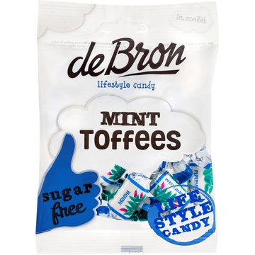 De Bron Minttoffees Sugarfree 90 g