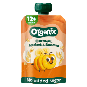 Organix Knijpfruit Havermout, abrikoos & banaan 12mnd