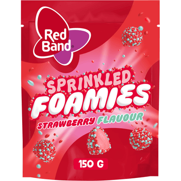 Red Band Sprinkled Foamies Strawberry snoep 150g